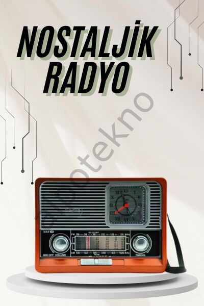 Saatli Fenerli Bluetooth Nostaljik Radyo AUX SD USB Girişli Bluetooth Hoparlör
