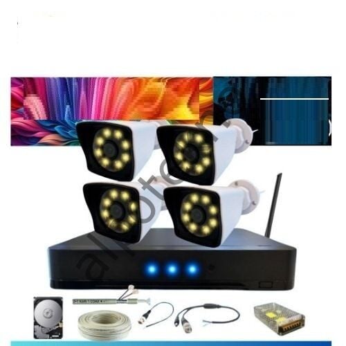 5 Mp Lens 2 Mp 1080P Gece Renkli 4 Kameralı Wıfı Özellikli Kamera Seti 4 Tb HDD