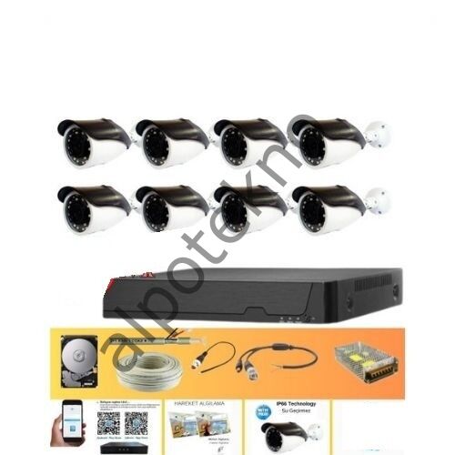 Gerçek 5 Mp Metal Kasa 8 Kameralı Ahd Güvenlik Seti 320 GB HDD Dahil