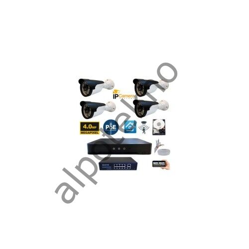 4 Kameralı 4mp 6 Atom LED H.265 320 GB HDD Dahil Ip Güvenlik Seti
