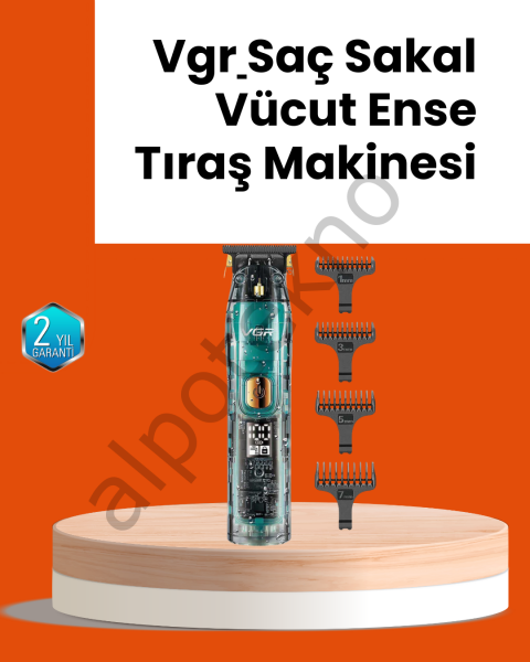 VGR V-695 Şarjlı Saç Sakal Tıraş Makinesi 2600mAh Batarya ve Kılavuz Taraklı