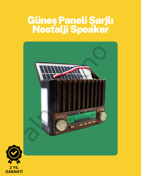 KTF-1428 Solar Panel Destekli Şarjlı Bluetooth Hoparlör – FM/AM/SW Radyo, AUX ve TF Kart Girişli