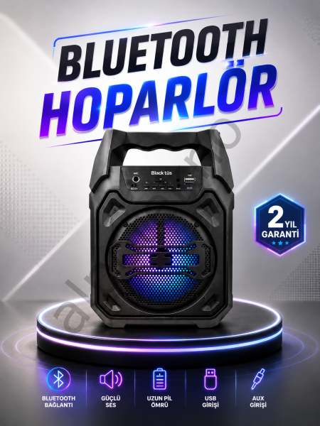 Güçlü ve Şarj Edilebilir Bluetooth Hoparlör 6.5 İnç