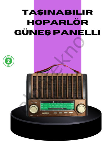 Güneş Enerjili Taşınabilir Radyo ve Bluetooth Hoparlör Çok Fonksiyonlu