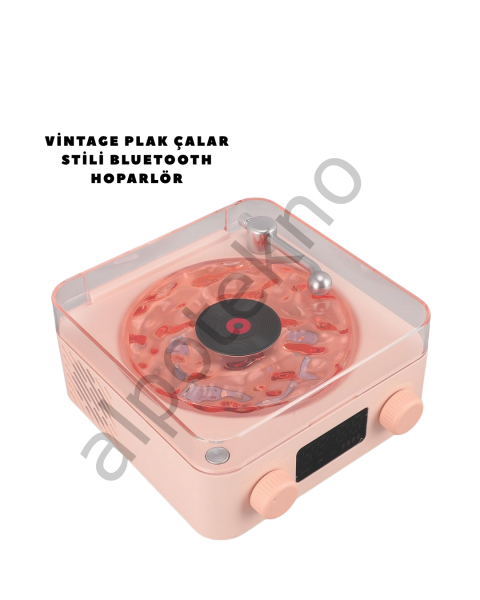 Retro Bluetooth Hoparlör PEMBE