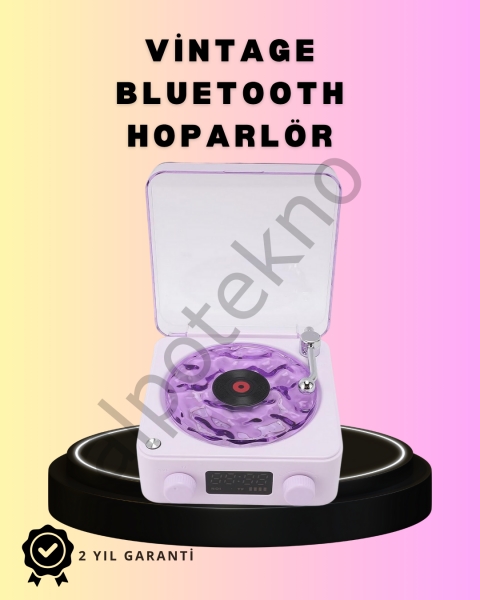 Bluetooth Retro Pikap Hoparlör – Projektörlü Gece Lambası