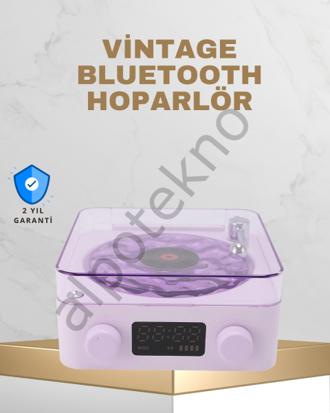 Retro Pikap Tasarımlı Bluetooth Hoparlör – Projektörlü Şarjlı Lamba