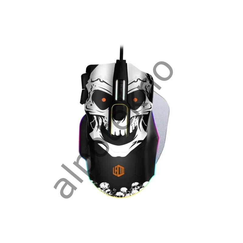Lecoo MG1102 Kablolu RGB 8200DPI 10 Makro Tuşlu Kuru Kafa Desenl Mouse&Mousepad