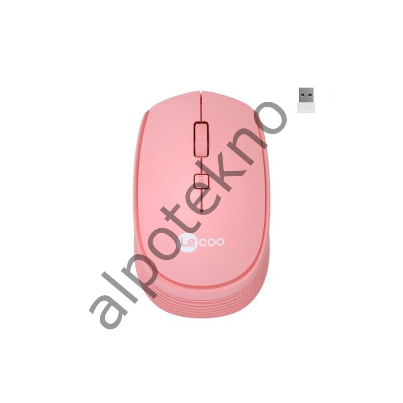 Lenovo Lecoo WS202 Kablosuz 1600DPI 4 Tuşlu Optik Mouse Pembe