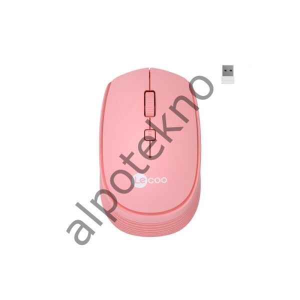 Lenovo Lecoo WS202 Kablosuz 1600DPI 4 Tuşlu Optik Mouse Pembe