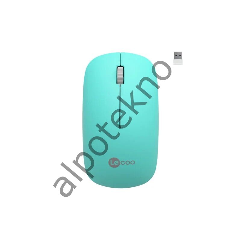 Lenovo Lecoo WS214 Kablosuz 1200DPI 3 Tuşlu Optik Mouse Turkuaz